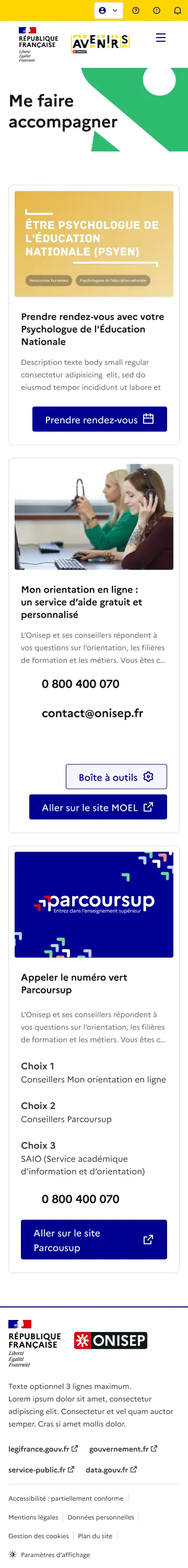 Version mobile de la page « Me faire accompagner ».