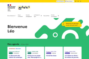 Aperçu de l’espace élève de la plateforme Avenir(s).