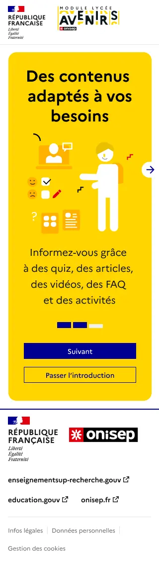 Version mobile du troisième écran d’introduction.